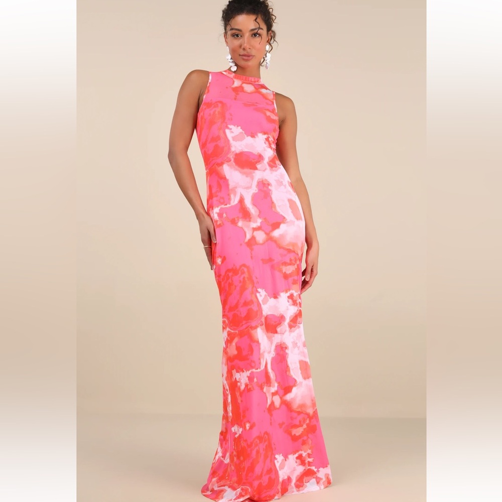 Pink and Orange Abstract dress